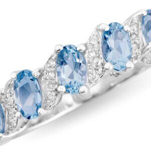 Certified Natural Diamond Aquamarine 14K Ring